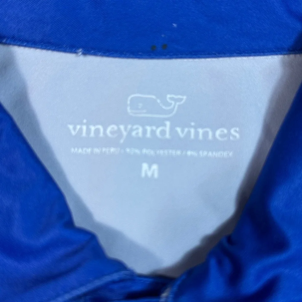 Vineyard Vines Polo Mens M‎ Blue Multi-Color Striped Performance Short Sleeve